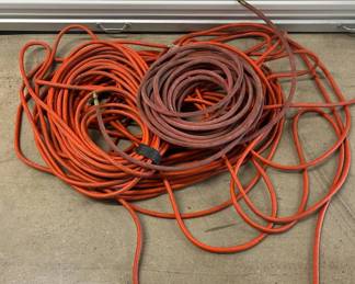 Lot #24 Lot of 3 Air Compressor Hoses Orange & Red Rubber Pneumatic Lines Shop Garage Tools