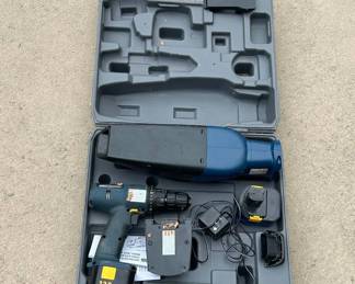 Lot #148 Ryobi 12V Cordless Drill Set 2 Batteries Charger Hard Case Blue 12 Volt Kit