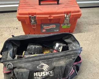 Lot #6 Homer Box 19" Plastic Tool Box & Husky Soft-Sided Tool Bag with Assorted Tools