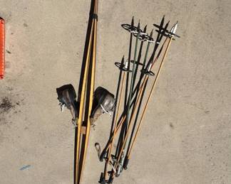 Lot #63 Vintage Bonna Model 2400 Wooden Cross Country Skis with Poles & Boots 1970s