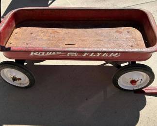 Lot #74 Vintage Radio Flyer Wagon Model 18 Red Steel Child's Toy Garden Cart c1960s