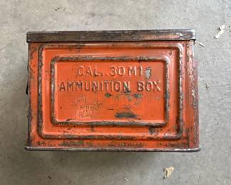Lot #40 Vintage Military CAL .30 M1 Ammunition Box Orange Metal Ammo Can Storage