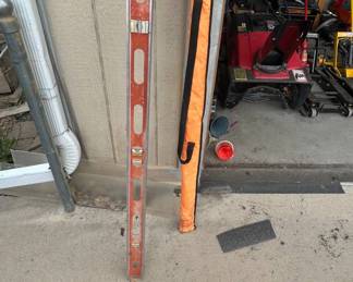 Lot #156 Macklanburg-Duncan 78in Spirit Level Red Aluminum + Surveyor Grade Rod Carry Bag