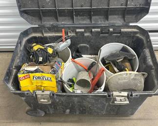 Lot #29 Large Rolling Job Site Tool Box with Assorted Tools & Supplies Contractor Lot
