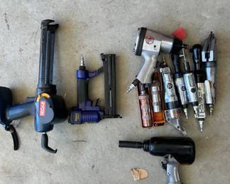 Lot #68 Large Lot of Pneumatic Air Tools: Impact Wrenches, Nailer, Grinders, Cutters, Sander