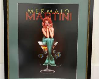 Mermaid Martini Lithograph 23.5"x28"