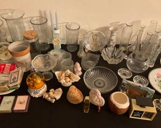 Clear glass vases, and miscellaneous glassware