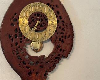 live edge burl wood wall clock