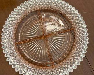 Vintage Anchor Hocking Pink Depression Glass Four Section Dish