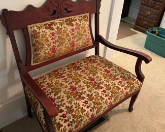 Victorian-style wooden parlor armchair