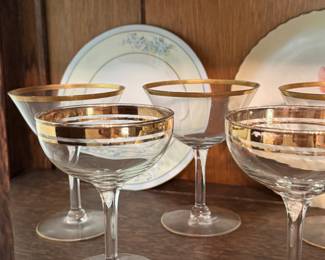 Champagne Rambler Rose Coupe Glasses by Tiffin Franciscan