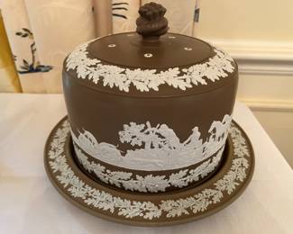 Brown jasperware cheese dome