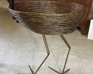 metal bird basket side table