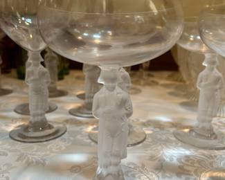 Bayel Napoleon frosted stem champagne glasses and wine glasses