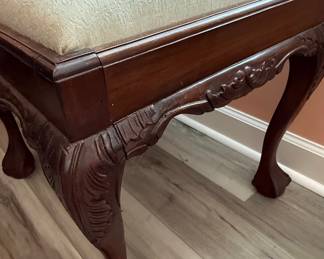 Chippendale Style Carved Mahogany Bench
