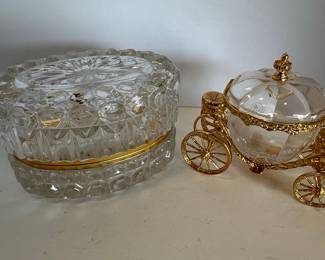 Franklin Mint Cinderella Carriage and Slovenia Crystal Candy Dishes