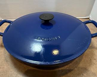 Le Creuset Cobalt Blue Enameled Cast Iron Set with Round Dutch Oven, Rectangular Baking Dish, and Grill Pan
