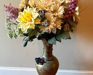 Brass Vase with Floral Engravings - Indian Style