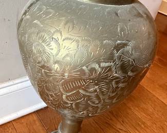 Brass Vase with Floral Engravings - Indian Style
