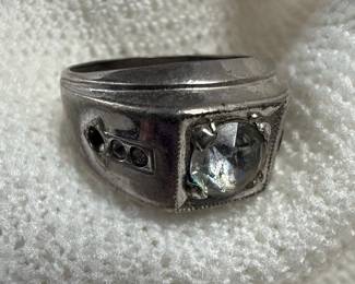 Sterling Silver Signet Ring with Faceted Stone
