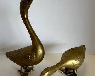 Solid Brass Goose Figurines, Hand Crafted in Taiwan