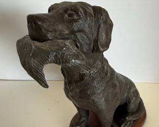 Chesapeake Reproductions Dog with Duck Bronze Sculpture