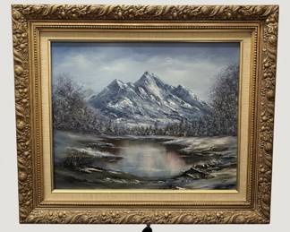 Mountain Landscape Oil Painting Signed 'Janie'