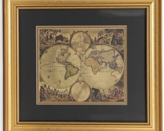 Vintage World Map Framed Print - Nova Totius Terrarum