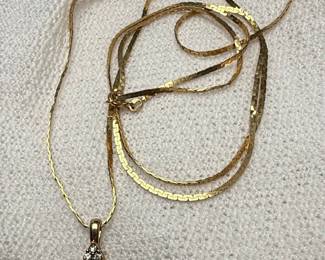 14K Yellow Gold London Blue Topaz and Diamond Pendant Necklace