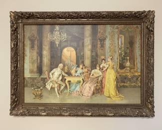 Francesco Beda "The Chess Game" Print in Ornate Frame