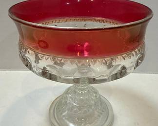 Indiana Glass Lexington Ruby Flash King's Crown Footed Punch Cups (Set of 2)