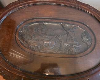 Victorian Carved Walnut Coffee Tables with Glass Top