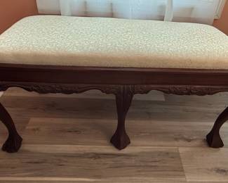Chippendale Style Carved Mahogany Bench