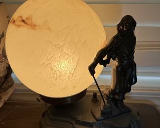 Art Deco Figural Table Lamp with Frosted Globe