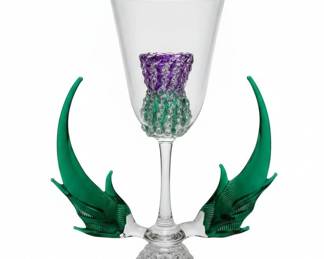 Saint Louis Tommy Model Green Crystal Wine Glass