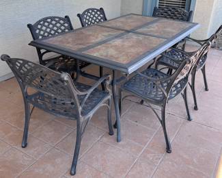Patio Table w 6 Arm Chairs