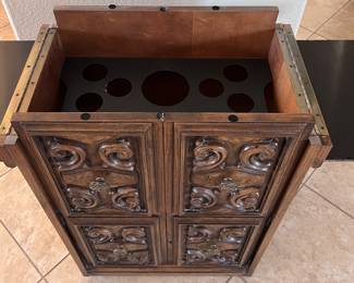 Vintage 1970's Bar Cabinet (Mediterranean, Spanish Revival Style)
