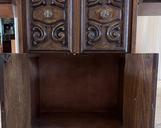 Vintage 1970's Bar Cabinet (Mediterranean, Spanish Revival Style)