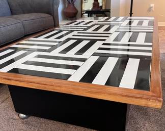 Black & White Tile Coffee Table on Casters