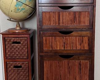 Storage Drawers, Brass Duck Bookends, Globe...