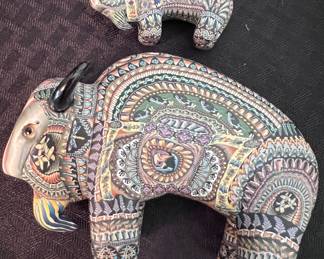 Jon Stuart Anderson "Fimo Creations" Buffalo/Bison: Baby, Papa