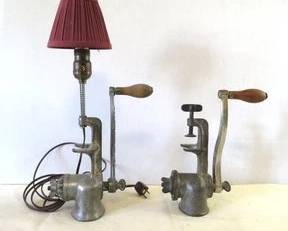 meat grinder and converted lamp