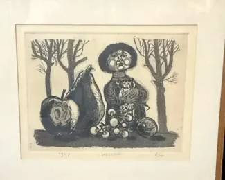 1957 original etching By Herman Berserik