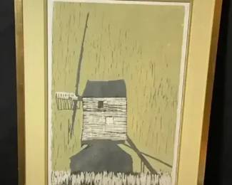 1963 Artist Signed Woodcut - "Rotting Post Mill"