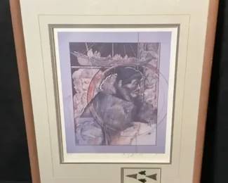 1986 Amy Burnett print with arrowheads - "Eskimo Chief and Omiak"
