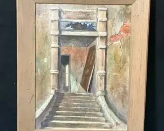 1962 Patricia Crew oil on board - "Second Congregational Church"