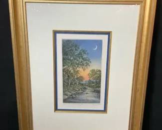 1987 Kathleen Cantin Colored Etching "Summer Moon"