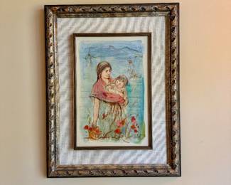 Edna Hibel lithograph & foil, mother & child