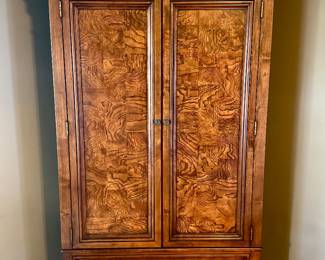 Ethan Allen Armoire with drawer, burlwood, Townhouse collection.