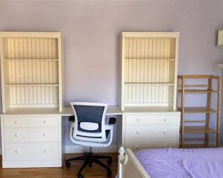 3 section desk unit with bookshelves and drawers